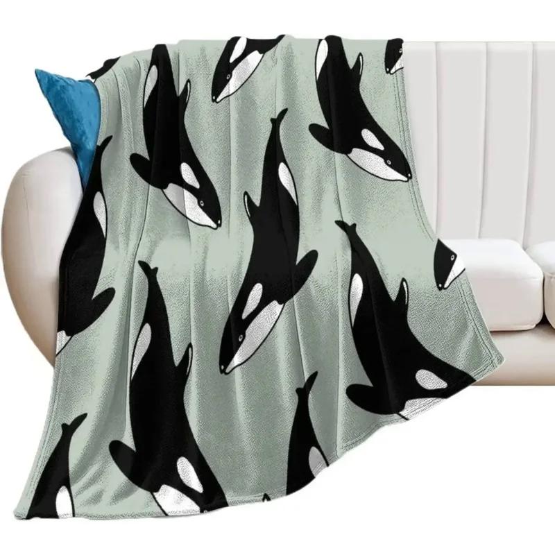 Killer Whale Orca Throw Blanket Ultra Soft Blanket Warm Thin Blanket for Home Bed Couch Blankets Bedspreads for Adults Children