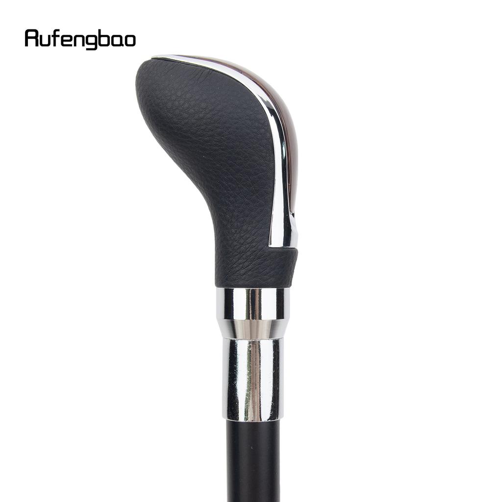 Black Leather Brown Wooden Silver Walking Cane Fashion Decorative Walking Stick Gentleman Elegant Cosplay Cane Crosier 93cm