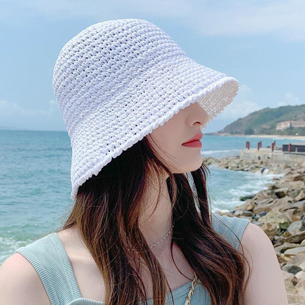 Foldable Beach Cap UV Protection Panama Cap Women Shade Hat