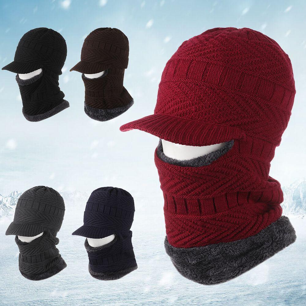Women Men Warm Lined Full Face Hat Winter Knit Hat Balaclava Hood Cold Protection Cap