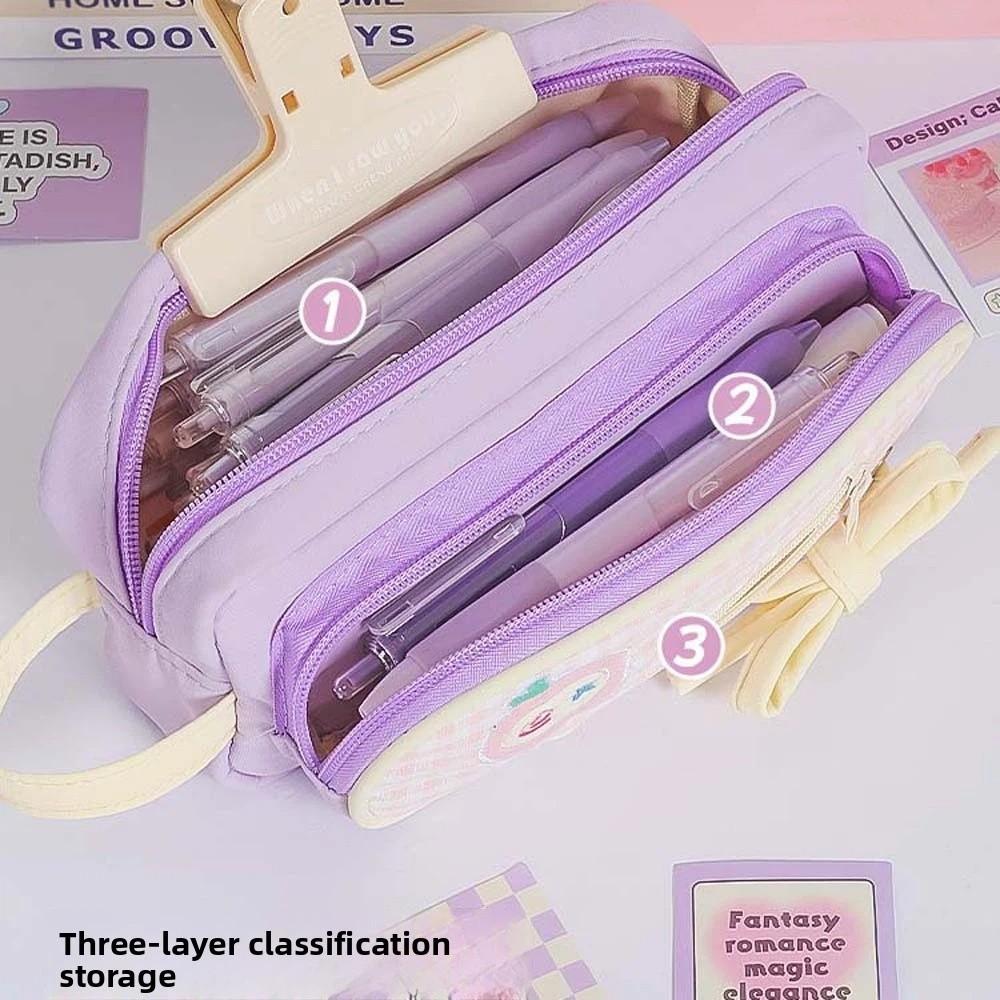 Handheld Korean Fruit Pencil Case Fruit Cherry Cake Print Pencil Pouch Office