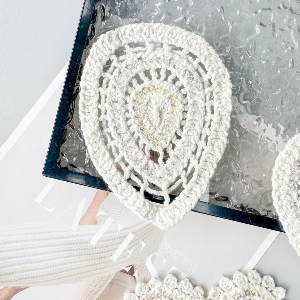 Apricot Sequins Decorative Heart-Shaped Water Drop-Shaped Cloth Patch Clothing Dress Shirt Top Accessories Cloth Patch Accessories