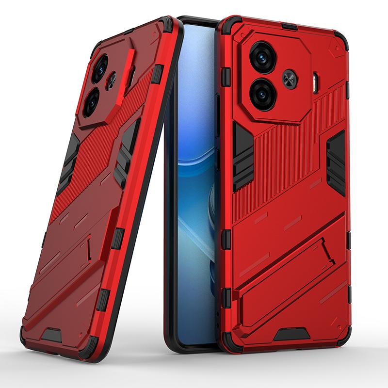 For Vivo Y200 Y200e GT Y100 (IDN) 5G Punk Armor Shockproof Bumper Rugged Rubberized PC Fitted Kickstand Case Stand Holder Cover Shell
