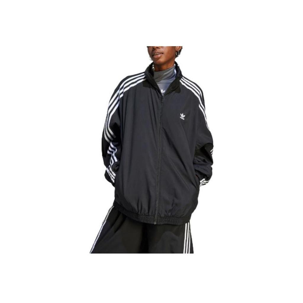 Adidas Originals Adilenium Oversized Track Jacket With Three-Stripes Colorblock Women Tops Black IV9339
