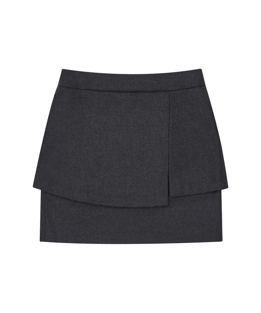 HYEYEONG KIM Wool Layered Midi Skirt - Charcoal