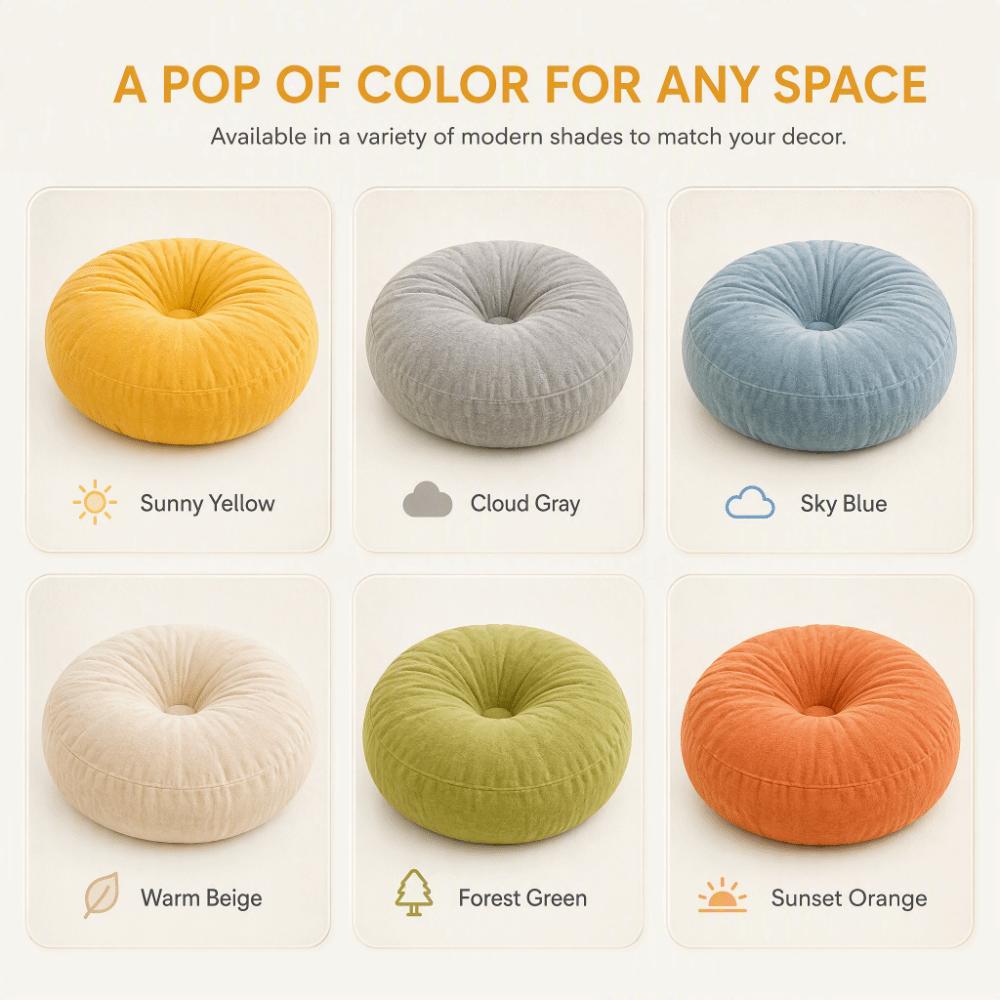 Thick Round Floor Pillow Corduroy Yoga Pillow Bohemian Meditation Seat Reading