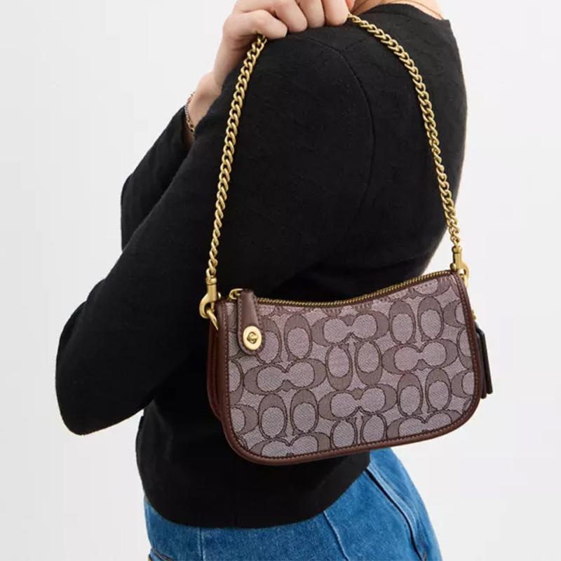 Coach Сумка Swinger 20 Classic Print из переработанного хлопка, ручная, через плечо, на плечо, маленькая женская, коричневая CAN77-B4S0M