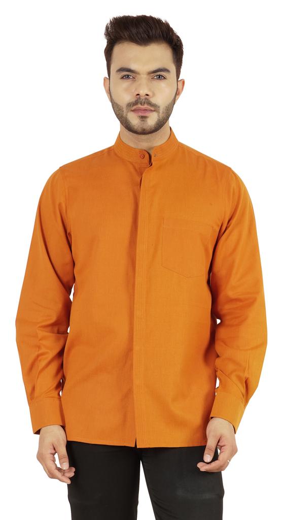 BestMan Мужская однотонная рубашка на пуговицах с китайским воротником и планкой спереди для формального случая