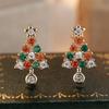 Красочные серьги-гвоздики в форме рождественской елки для женщин, очаровательные ювелирные изделия со звездами и кубическим цирконием, простые милые аксессуары для вечеринок