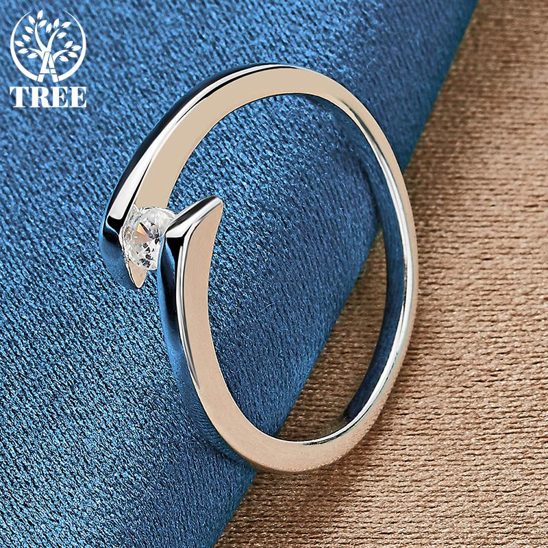 Ювелирные изделия из стерлингового серебра 925 пробы с простым цирконом AAA