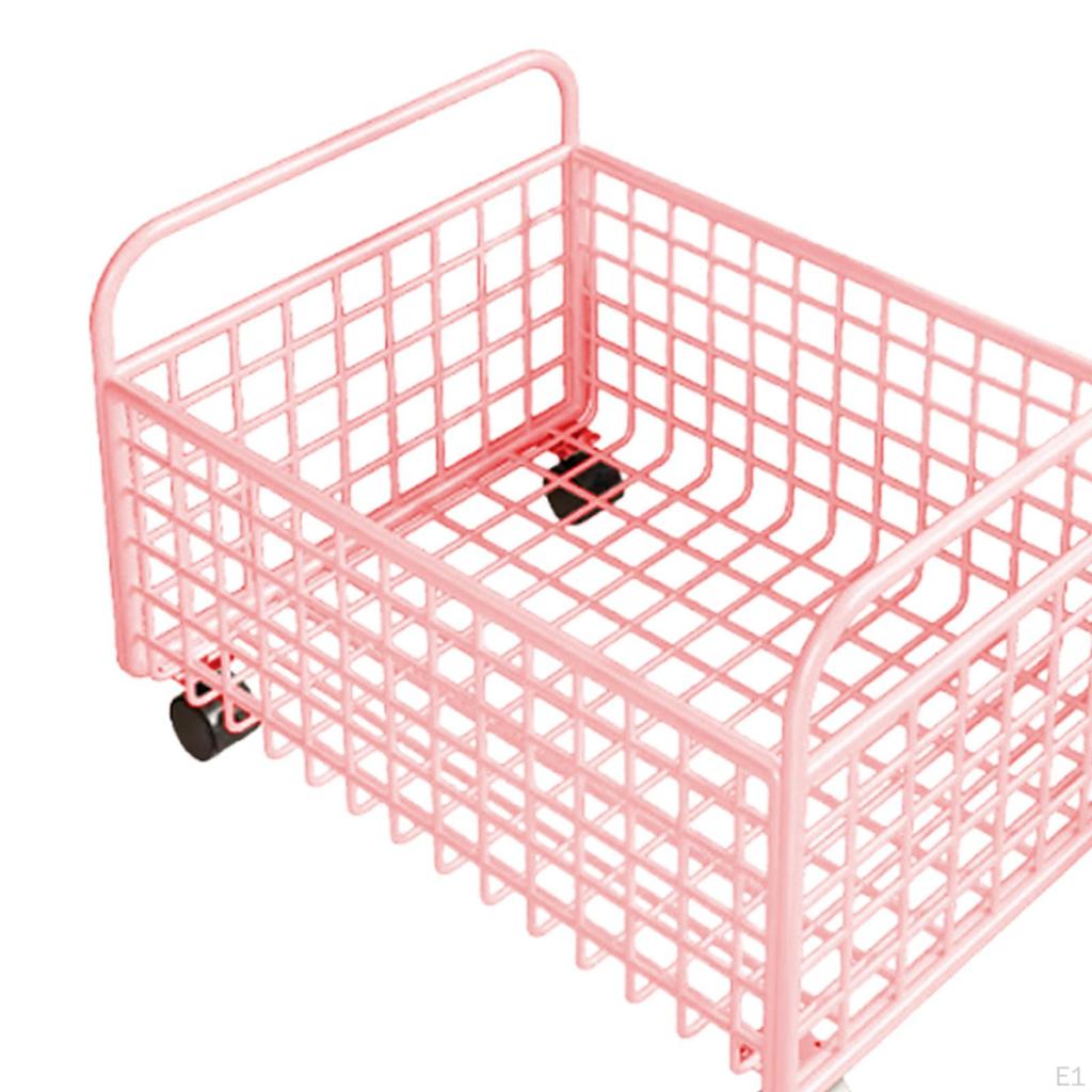 Rolling Utility Storage Basket under Desk Book Bin File Organizer with Wheels for Bookshelf Magazine