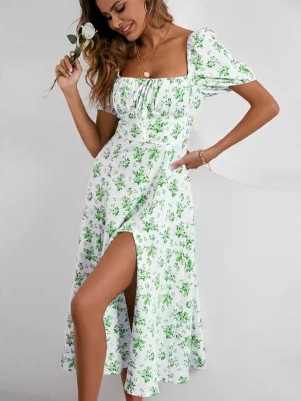 Весеннее платье с цветочным принтом, открытой спиной, облегающего кроя, на бретелях-спагетти и с разрезом для женщин
