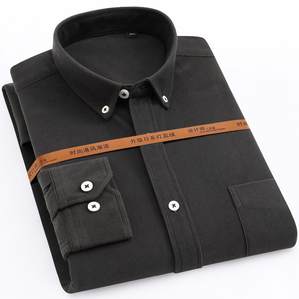 Весенне-осенние повседневные вельветовые рубашки с длинными рукавами, удобная мягкая мужская рубашка на пуговицах стандартной посадки