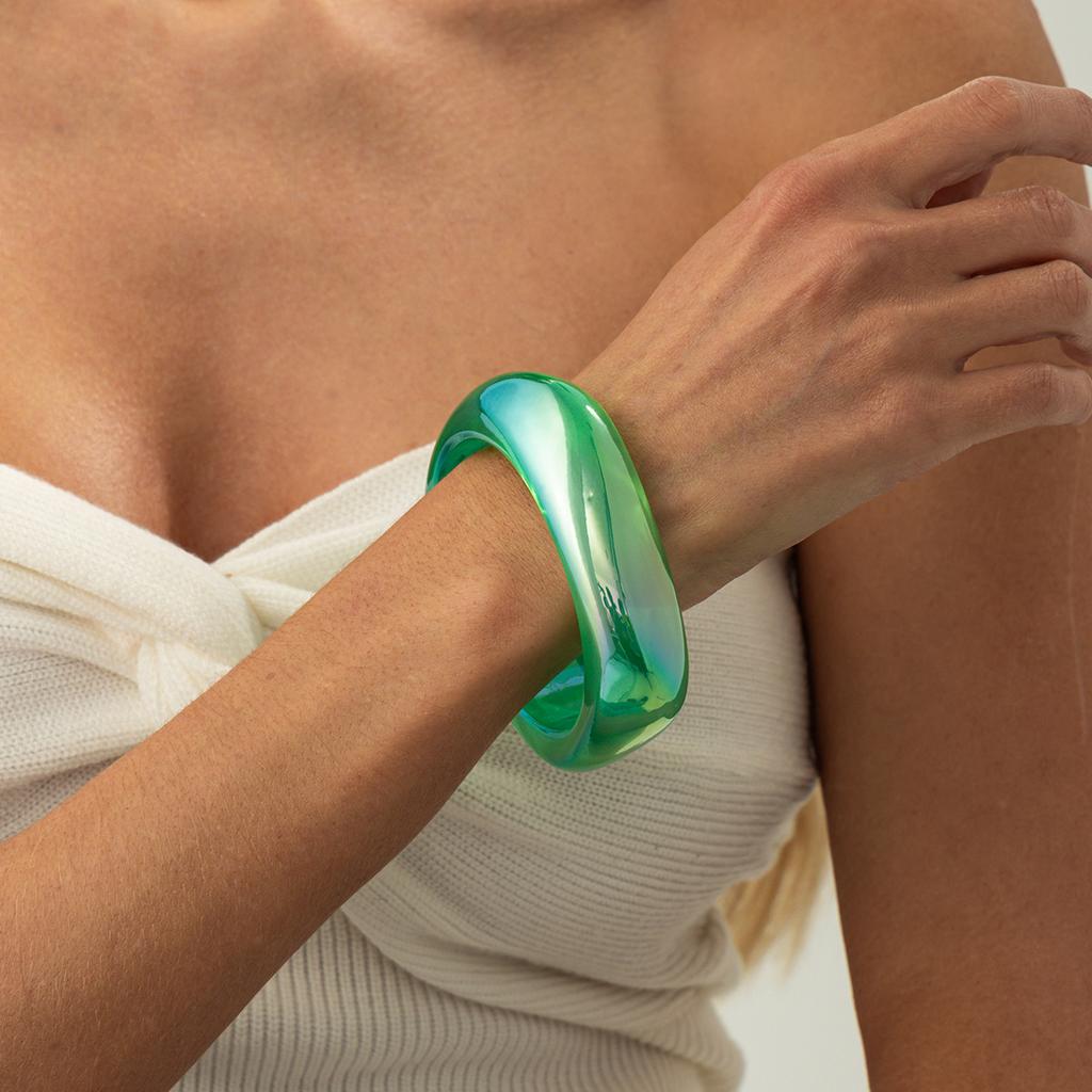 Персонализированный разноцветный перламутровый браслет из смолы с разводами, Модный неправильный геометрический акриловый браслет