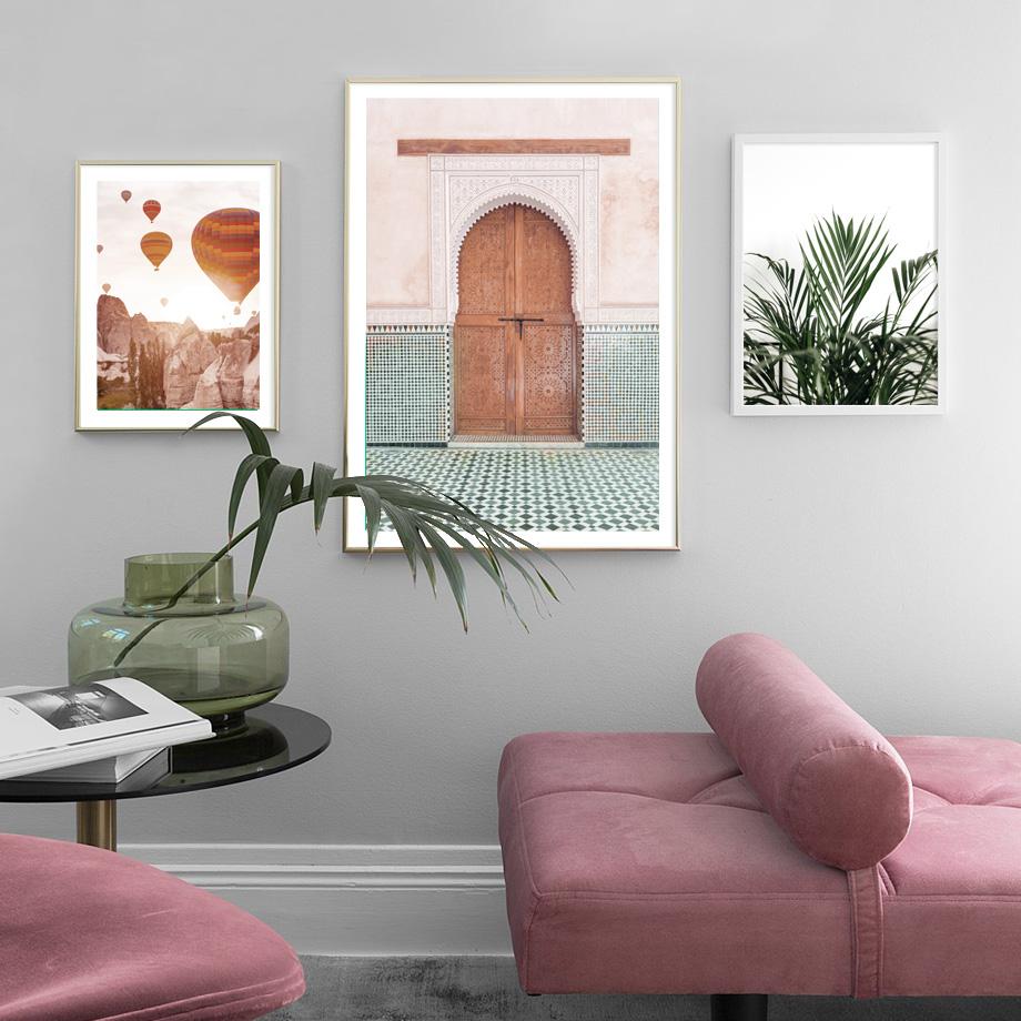 Воздушный шар цветок марокканский дверной фасад Монстера настенная живопись печать на холсте скандинавский плакат Декор фотографии для гостиной