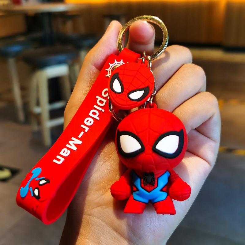 Супергерой Человек-паук Кукла Силиконовый Брелок Marvel Мстители Паук Брелоки для Аксессуаров Рюкзака Мужской Автомобильный Подвеска Держатель для Ключей