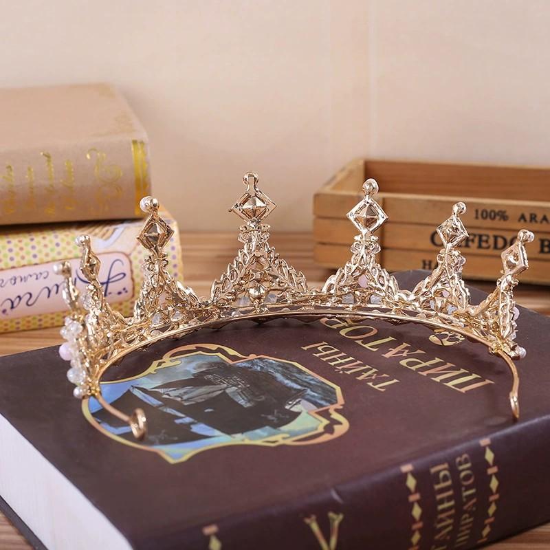 Свадебная корона-повязка на голову для детей, корона для волос принцессы, хрустальная повязка на голову для девочек, жемчужные аксессуары для выступлений, корона на день рождения