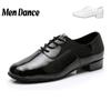 Black White Glossy Leather Men Modern Dance Shoes Soft-Soled Latin Ssalsa Ballroom Standard Dancing Shoes Heel 2.5CM