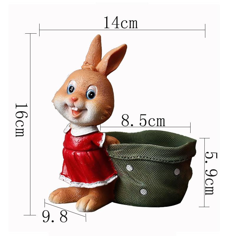 Pastoral Creative Cartoon Animal Resin Succulent Green Plant Flower Pot Container Personalized Cute Bunny Flower Pot