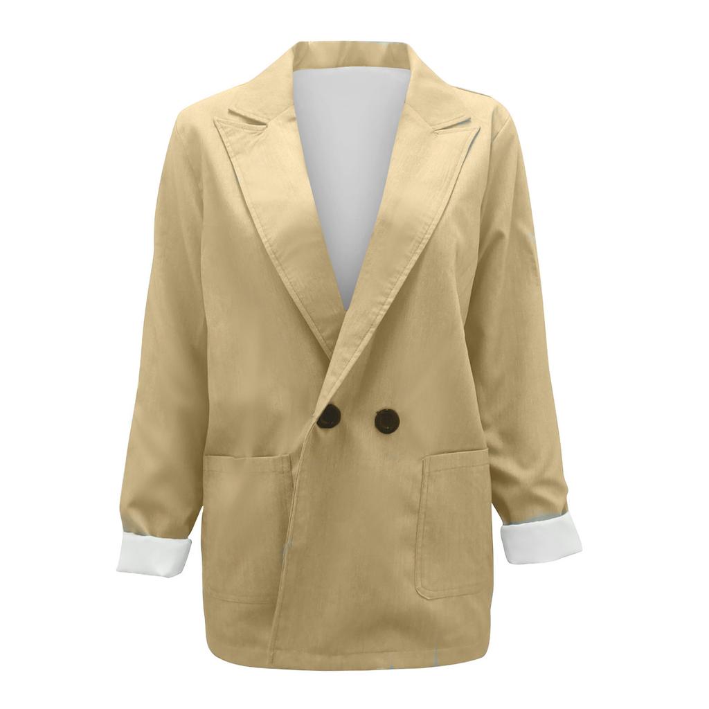 Женский повседневный кардиган с открытым передом и лацканами, длинный рукав, рабочий костюм, куртка, пальто