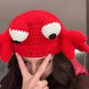 Забавный краб красный вязаная шапка милый мультяшный лик маленькая шапка-пуловер шерстяная шапка прилив