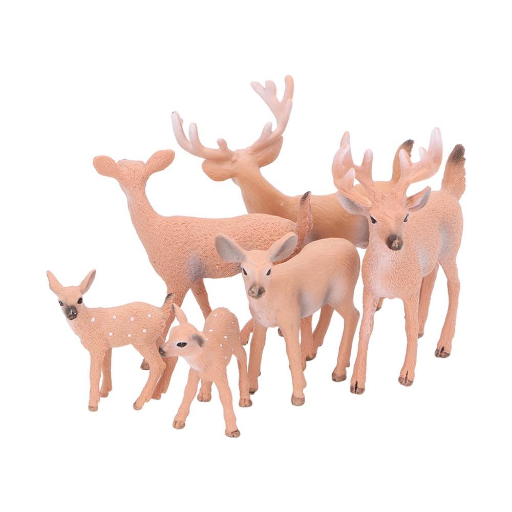 6pcs Lifelike Deer Cake Topper Topper Decoration Woodland Animal Figurines Wedding Party Decoration