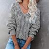 Winter Autumn V Pullovers Neck Sweaters Hollow Out Plus Size 4 Wool Colors Female Loose Knitted Jumper
