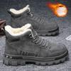 Fashion Men Snow Boots  Winter Anti Slip Plush Indoor Warm Cold Proof Snow Boots High Top Platform Lace Up Outdoor Sport Work Boots