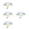4Pcs Multicolor Bamboo Folding Fan Traditional Chinese Fan for Decor