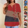 Fashion Short Sleeve Shirt Round Neck Plus Size T-Shirt Geometric Splicing Printed Casual Tops For Women