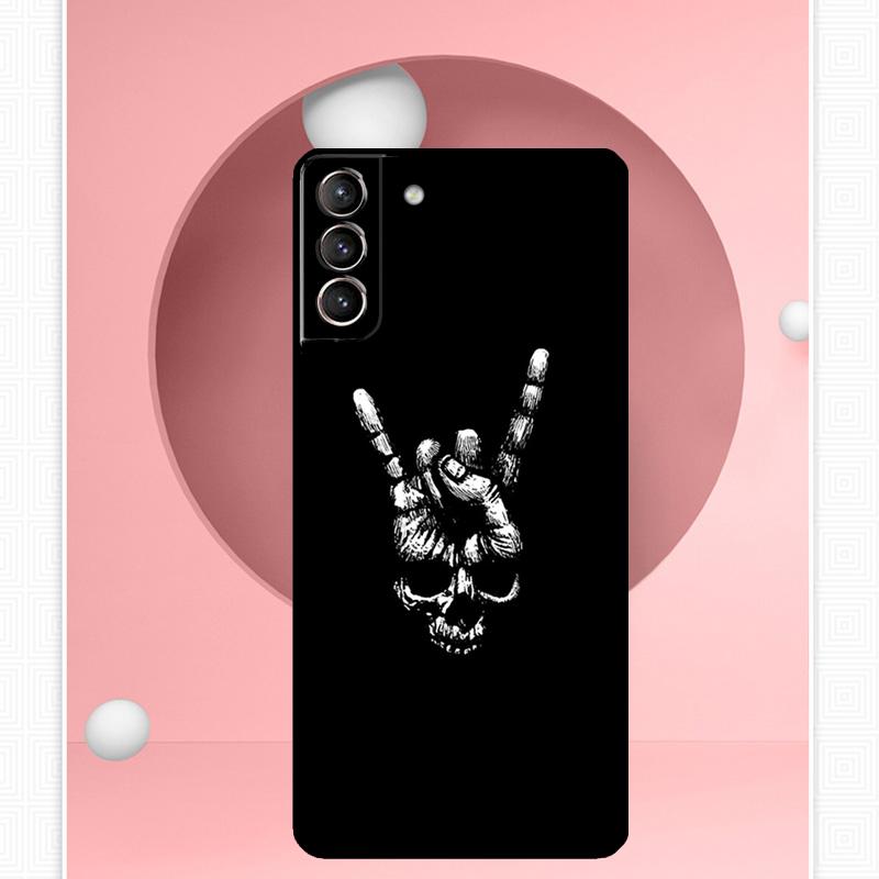 Rock and Roll Skull Cover For Samsung Galaxy S23 S24 Ultra S8 S9 S10 S22 Plus Note 10 20 Ultra S20 S21 FE Case