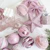 Sequined Pink Christmas Balls 8cm Xmas Tree Pendant Christmas Tree Hanging Ornament  Living Room