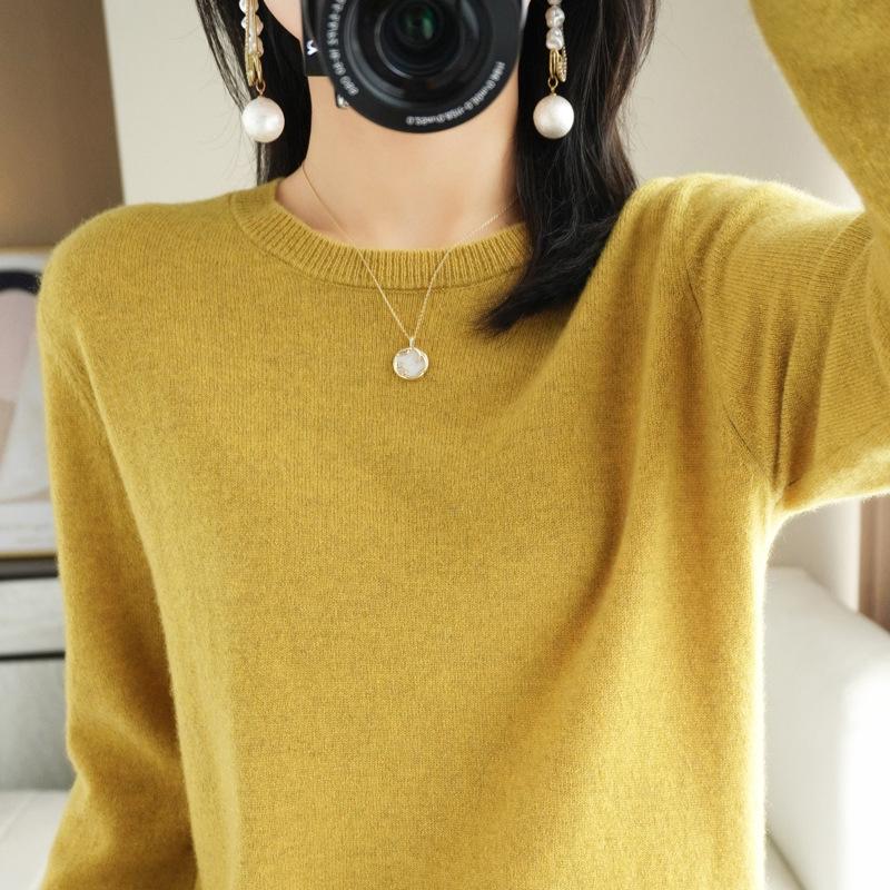 Женский свитер с круглым вырезом, осень-зима, базовый пуловер, теплые повседневные джемперы, корейская модная весенняя трикотажная рубашка, нижняя рубашка