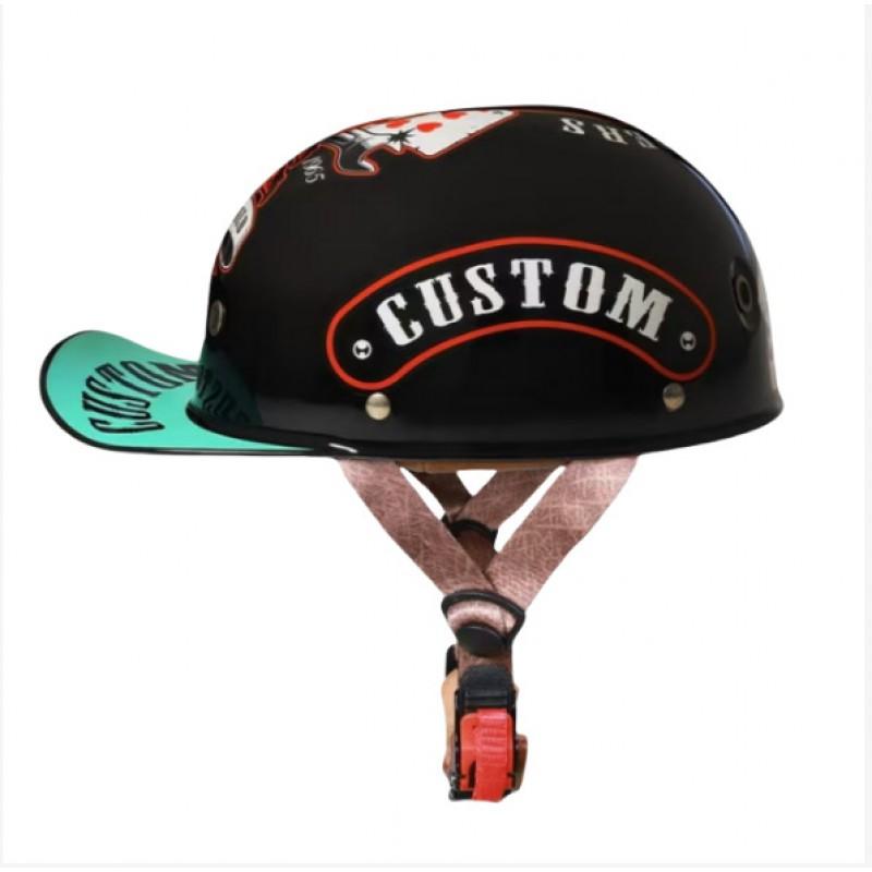 Vintage-Style Half Face Motorcycle Helmet Men Women ABS Safety With Classic Graphic Designs S M L XL