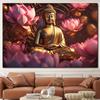 Buddha Statue Canvas Painting Buddah Statue and Candles Posters and Prints for Living Room Religious Wall Decor Unframe