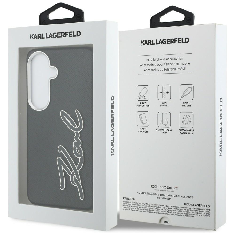 Karl Lagerfeld Grained Signature Metal Resin Logo Case for Samsung Galaxy S26 Black