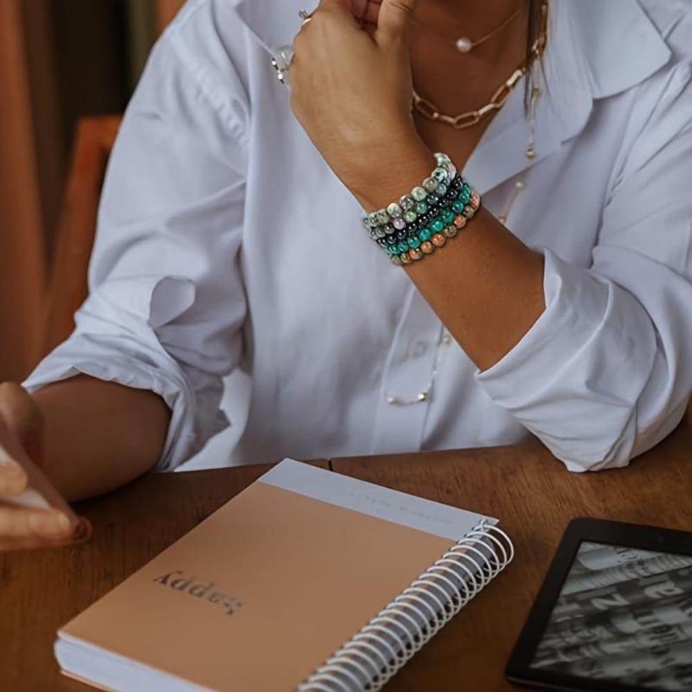 5 шт. браслет из бусин из натурального камня, браслет из агатовых бусин, подходит для повседневного ношения для мужчин и женщин