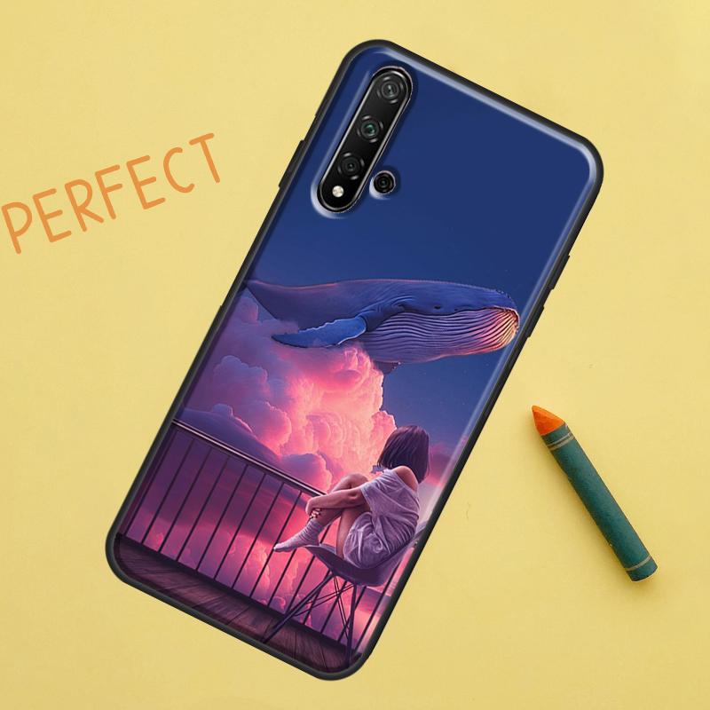 Волшебный чехол 'Летающий кит' для Huawei Nova Y90 Y70 Y61 Y60 9 10 SE Nova 5T 11i 8i 7i 3i P20 P40 P30 Lite P60 Pro