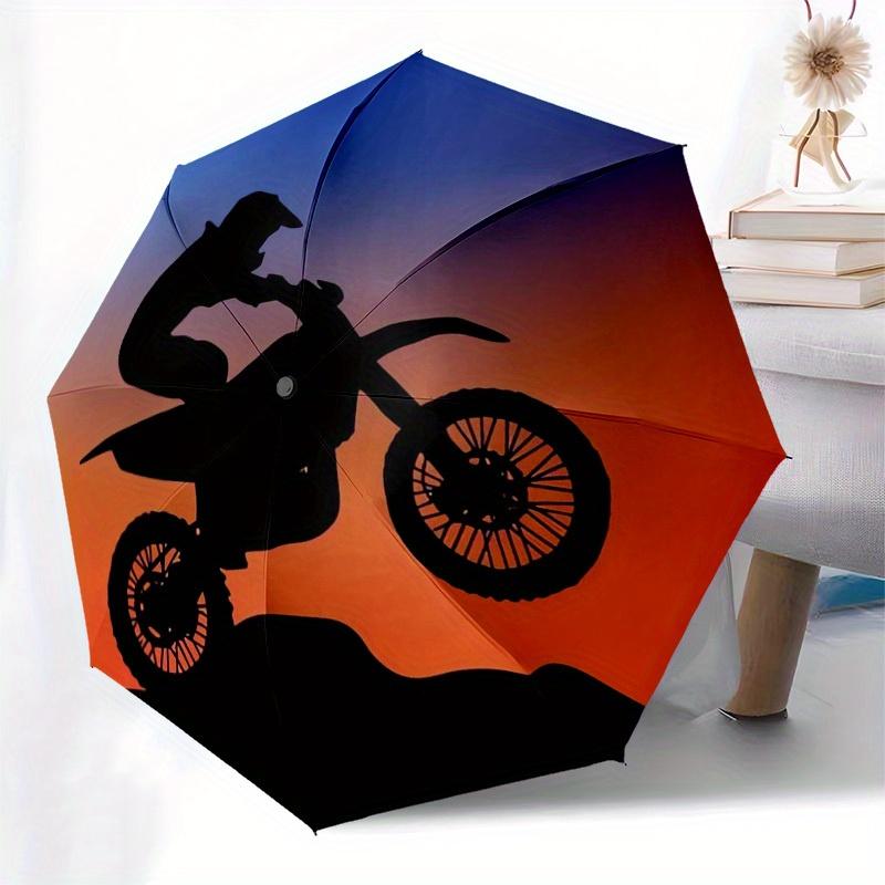 1pc Motorcycle Sunset Themed High-quality Umbrella,Automatic Opening and Closing Umbrella,Multi-functional Umbrella G0811050