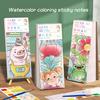Детская акварельная раскраска с 6 пигментами, кисточка, 16 страниц, портативная карманная тетрадь для рисования акварелью, подарок для малышей и девочек