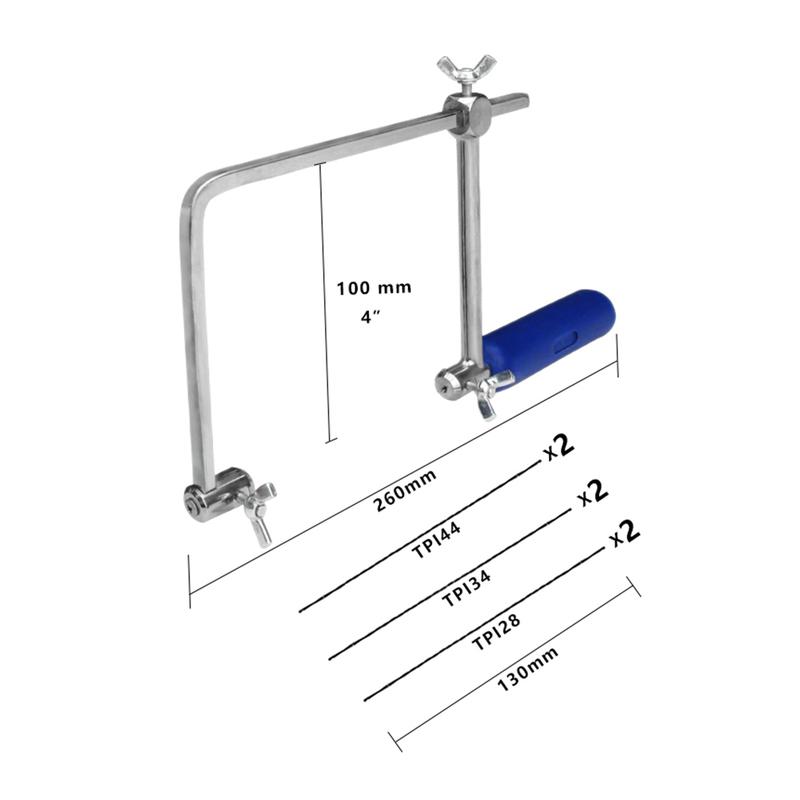 TASP 4" Adjustable Frame Saw bow U-shape Coping Jig Saw for Woodworking Craft DIY Hand Tools with 6pcs Spiral Saw Blades