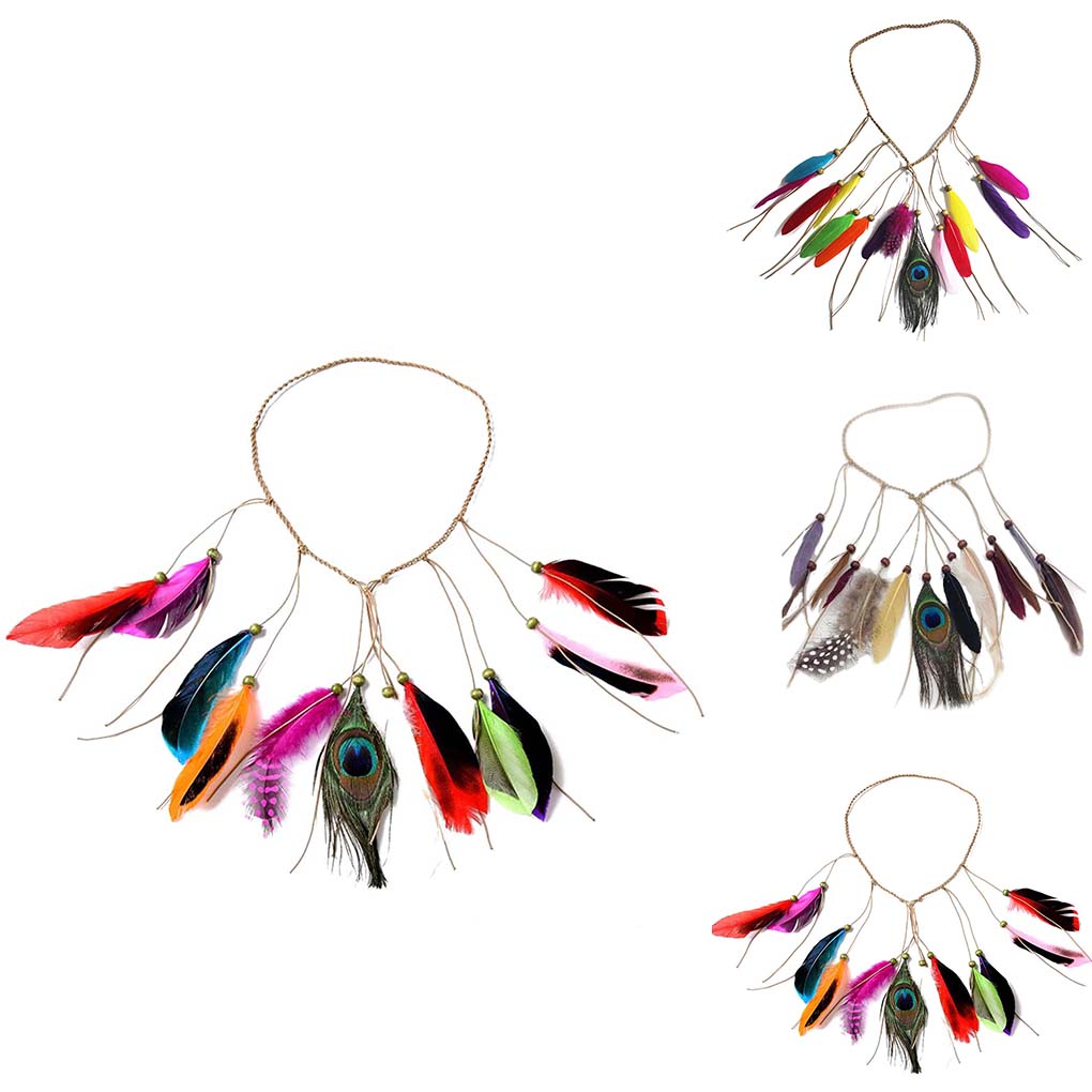 Индийская повязка на голову Богемная повязка для волос Фестивальный головной убор Бохо Хэллоуин Обруч для волос Косплей Головной убор