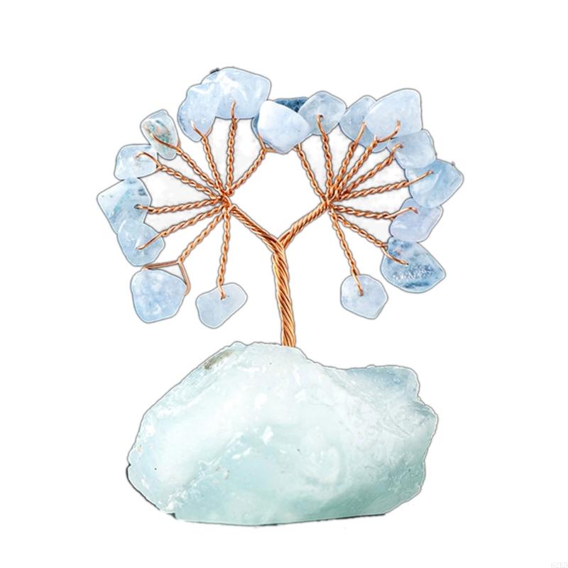 62KD Unique Crystal Sculpture Handmade Crystal Money Tree for Good Luck Wealth Health Figurine OnNatural Stone Base