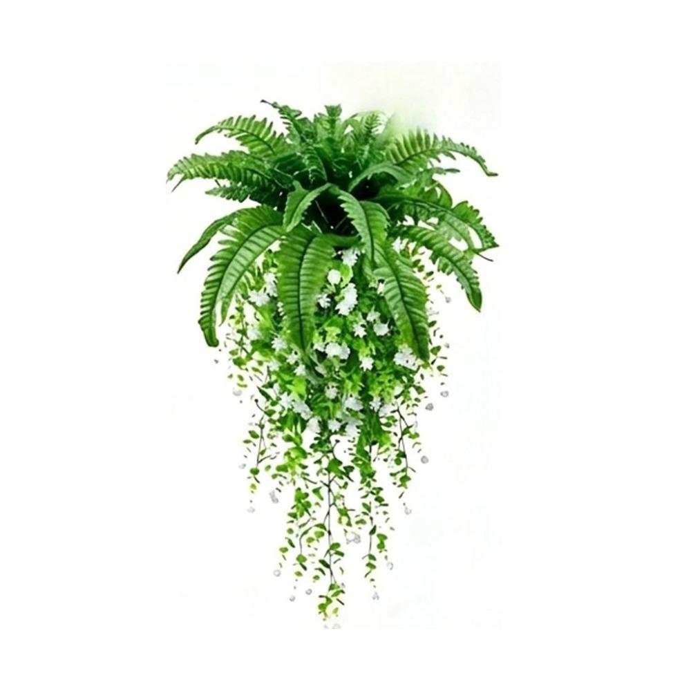 Lush Leaves Fake Fern Hanging Plants UV Resistant Persian Leafs Flower Set Home Decor
