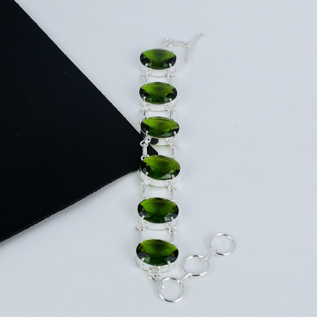 Удивительный браслет из драгоценного камня перидот ручной работы из серебра 925 пробы, браслет с перидотом для жены, браслет унисекс, подарок для мужчин