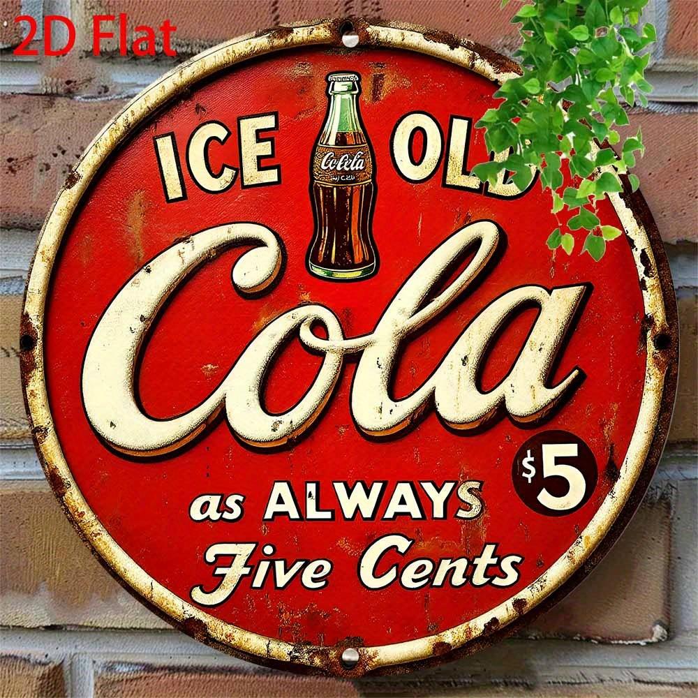 D FLAT Винтажная металлическая вывеска Cola x Дюймовая круглая алюминиевая настенная art Ретро дизайн IceCola Сельский декор для дома кухни бара