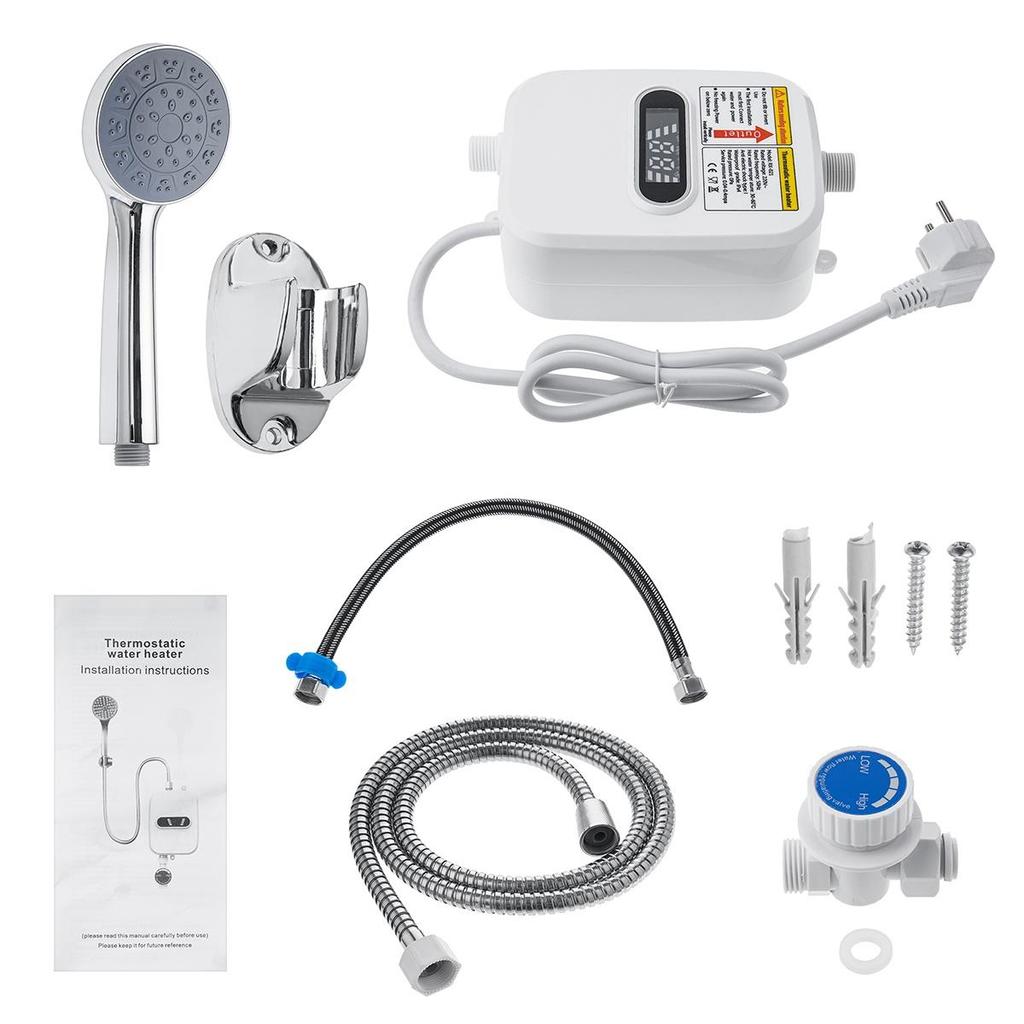 2S Heating Water Heater Shower3500W 220V/110V Bathroom Kitchen Instant Tankless Electric Water Heater Temperature Display
