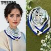 Magnetic Buckle Triangula Square Scarf Silk Scarf Women's Spring and Autumn Summer Thin Scarf 70x70cm