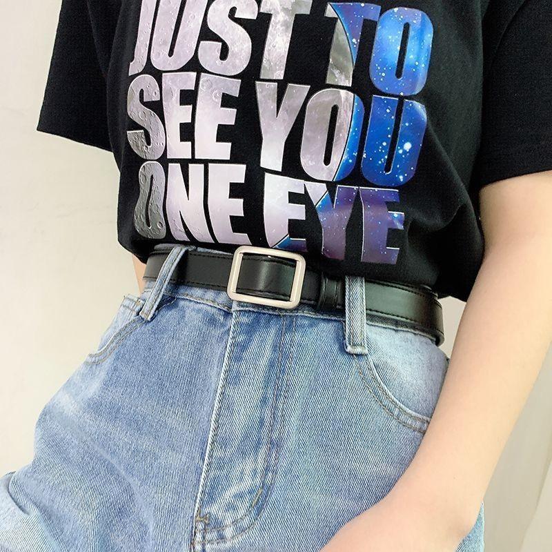 Винтажный черный женский ремень Легкий модный простой материал из ПУ для стильных нарядов