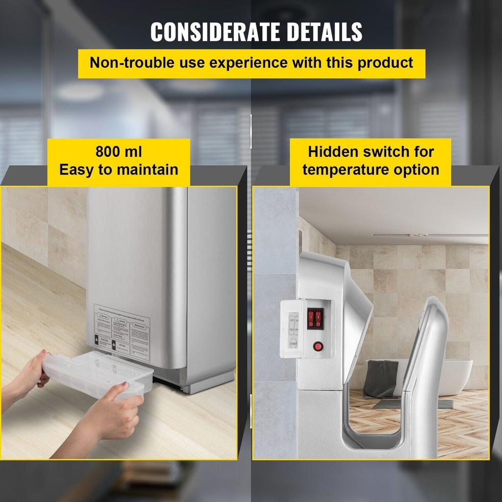 Jet Hand Dryer, Premium Electric Commercial Blade Hand Dryer, ABS Air Dryer Hand with HEPA Filtration Wall Mount Hand Dryer, 2000W 220V Vertical Hand